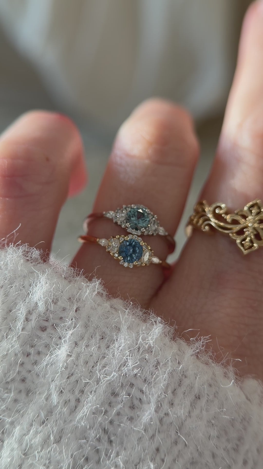 The Halo Mini Maeve Ring | Round Montana Sapphire