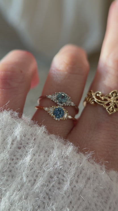 The Halo Mini Maeve Ring | Round Montana Sapphire