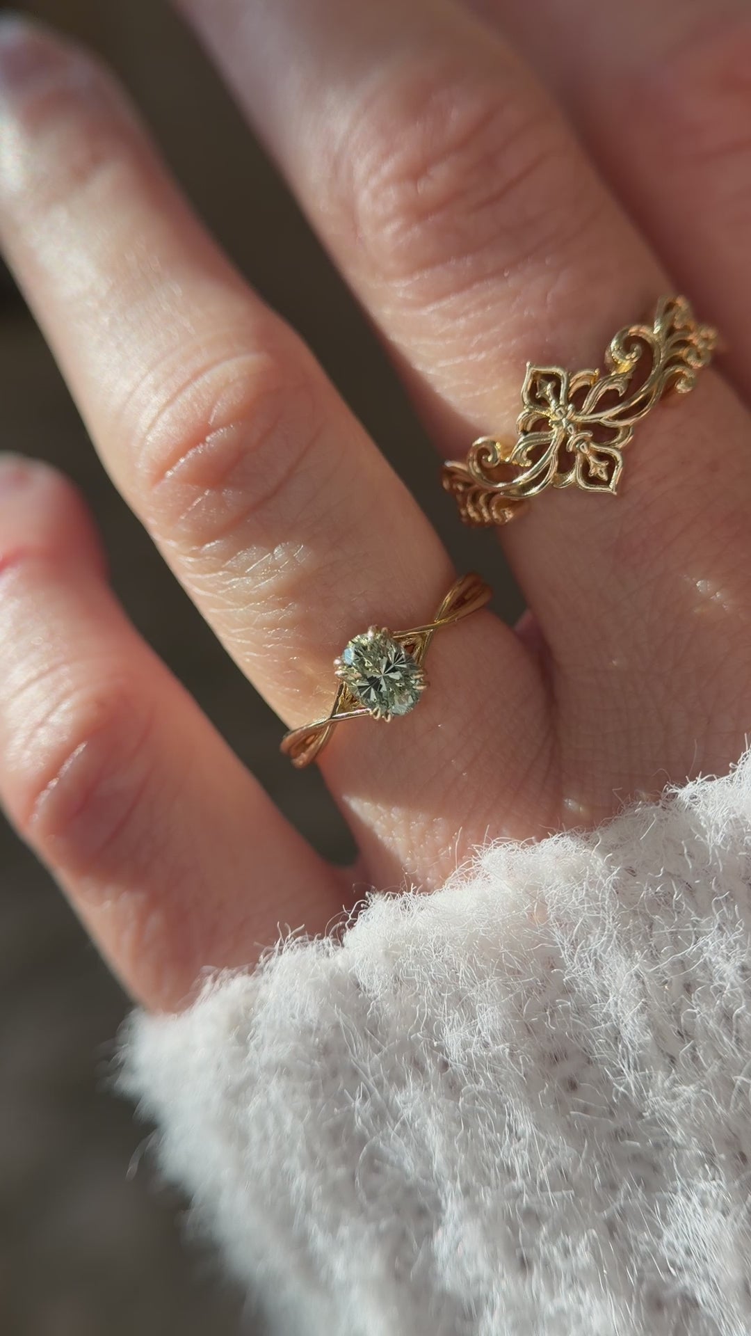 The Fates Ring | 1.1 CT Oval Regal Radiant™ Green Montana Sapphire