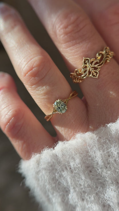 The Fates Ring | 1.1 CT Oval Regal Radiant™ Green Montana Sapphire