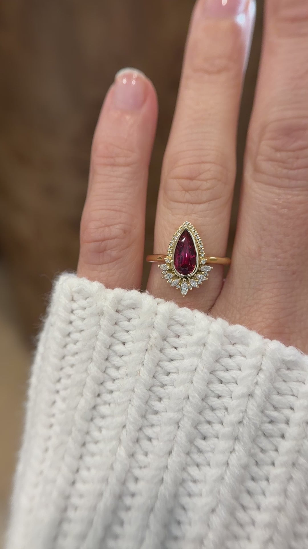 The Penelope Ring | 1.19 CT Pear Red Spinel