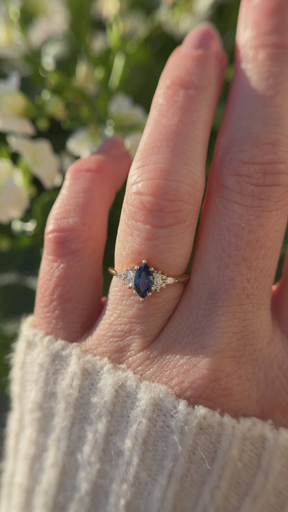 The Mini Maeve Ring | 0.61 CT Blue-Purple Marquise Sapphire