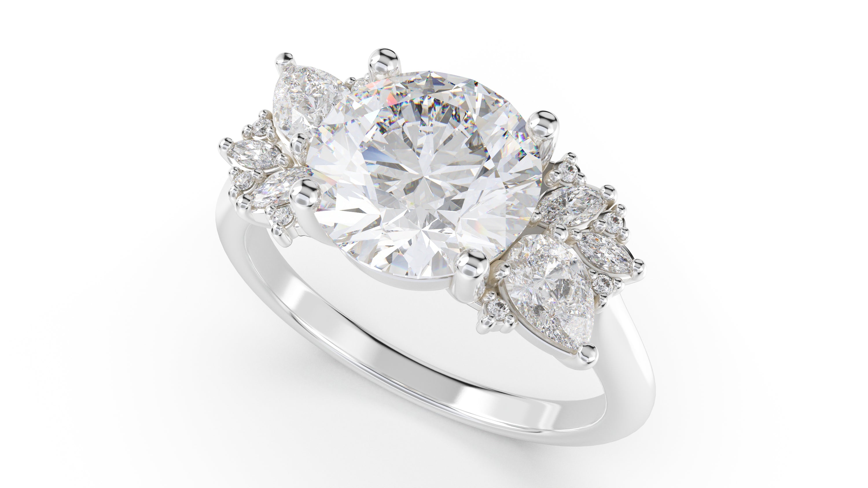 The Fleur Ring | Round | Setting Only - Lavender Creek Gems 