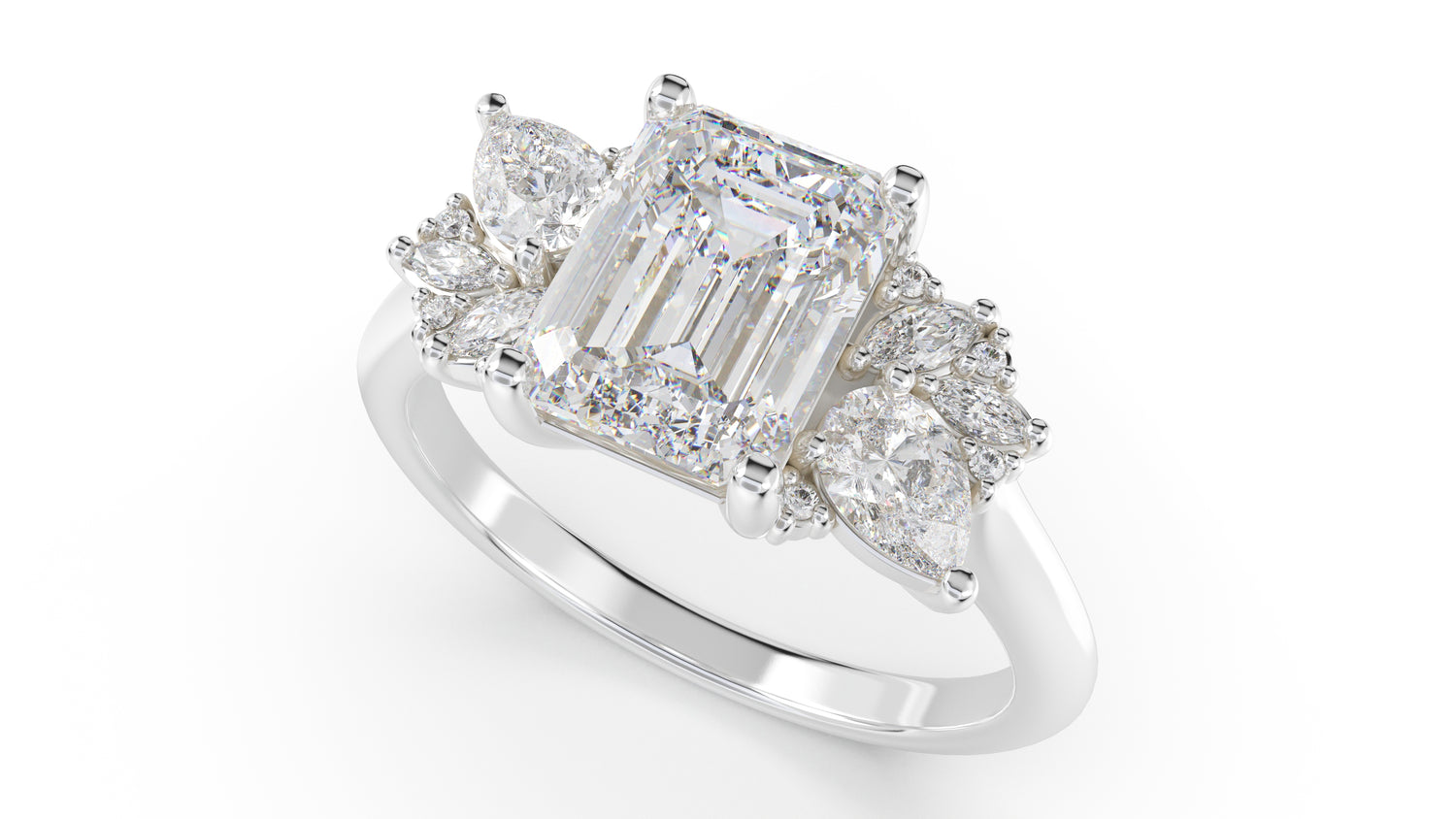 The Fleur Ring | Emerald Cut | Setting Only