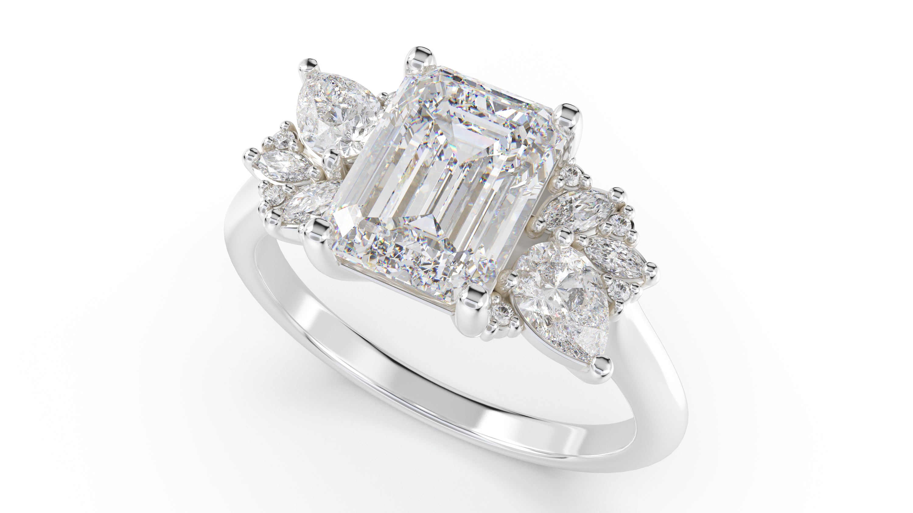 The Fleur Ring | Emerald Cut | Setting Only - Lavender Creek Gems 