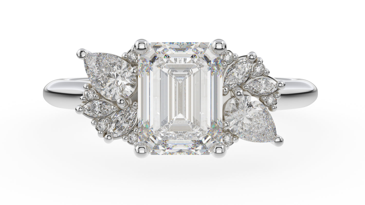 The Fleur Ring | Emerald Cut | Setting Only