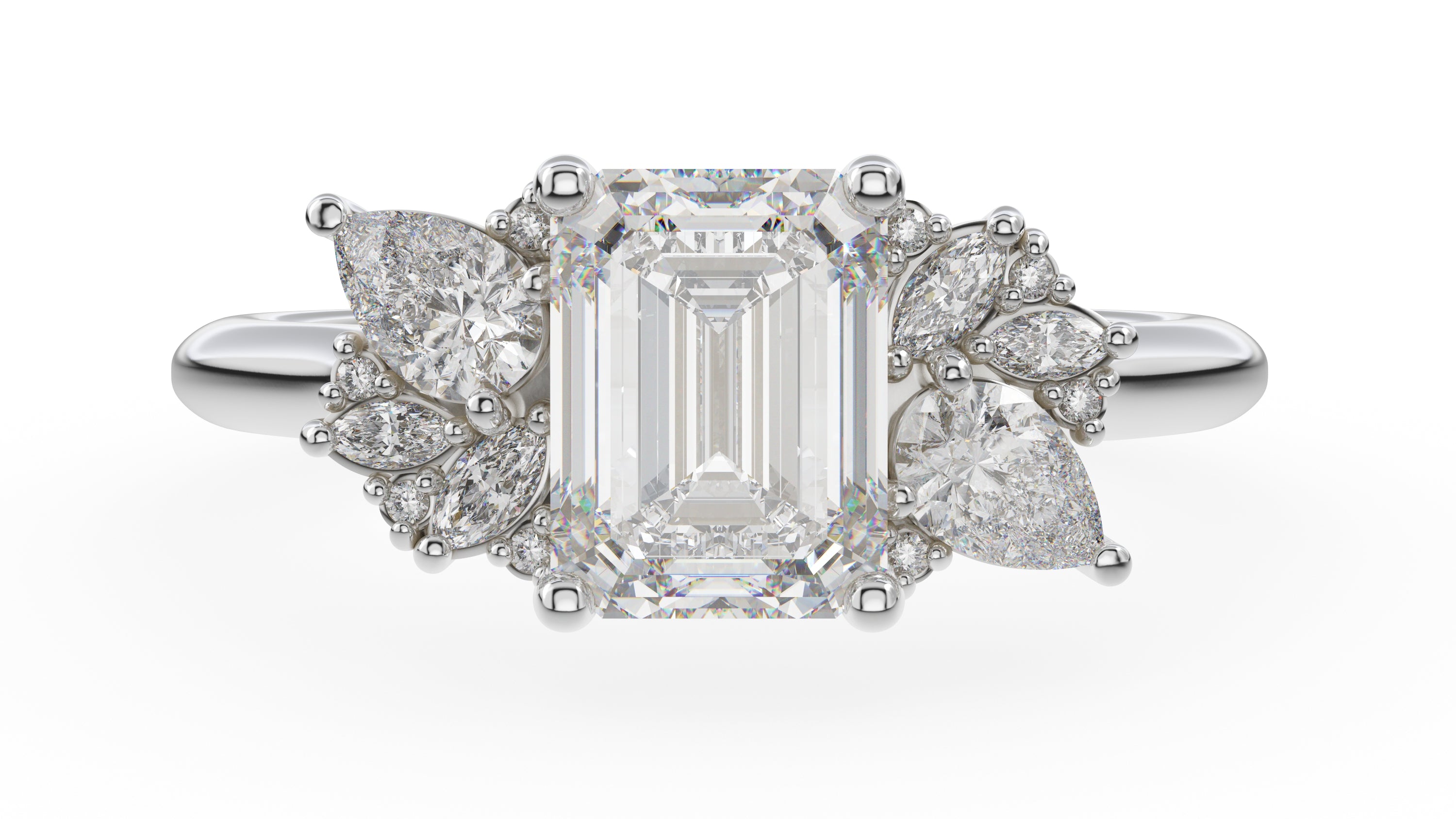 The Fleur Ring | Emerald Cut | Setting Only - Lavender Creek Gems 