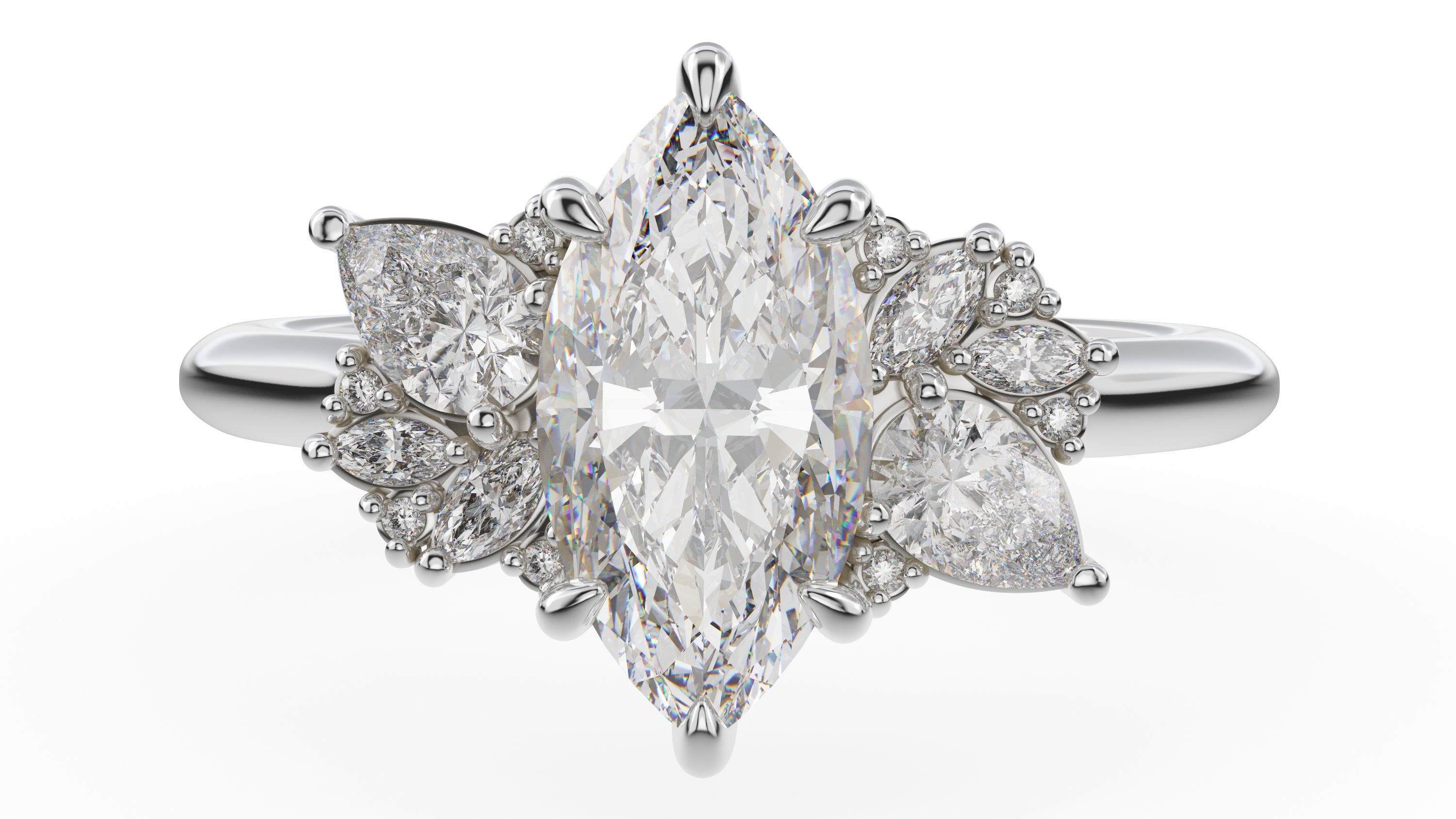 The Fleur Ring | Marquise | Setting Only - Lavender Creek Gems 