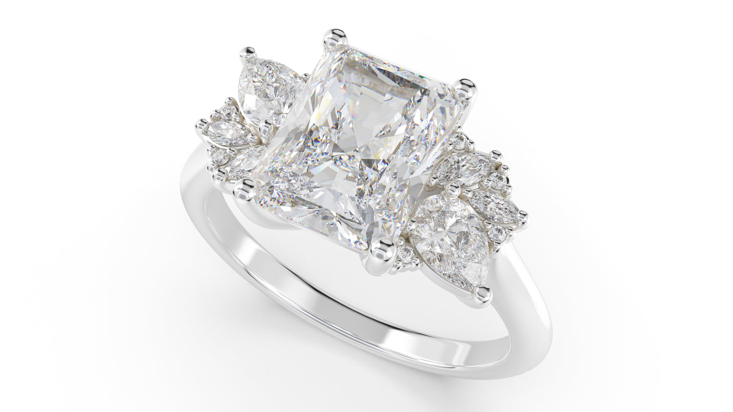 The Fleur Ring | Radiant | Setting Only - Lavender Creek Gems 