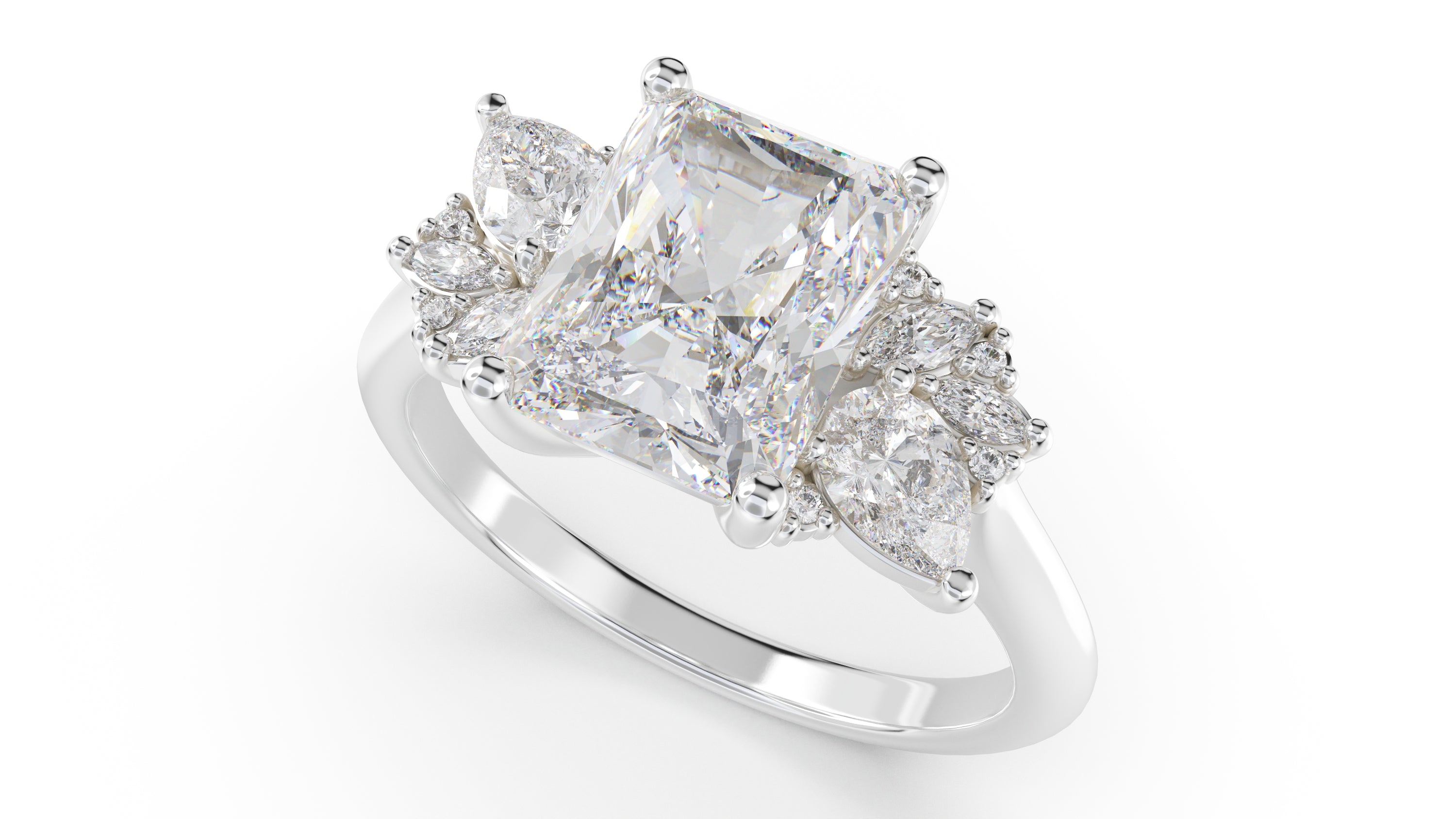 The Fleur Ring | Radiant | Setting Only - Lavender Creek Gems 