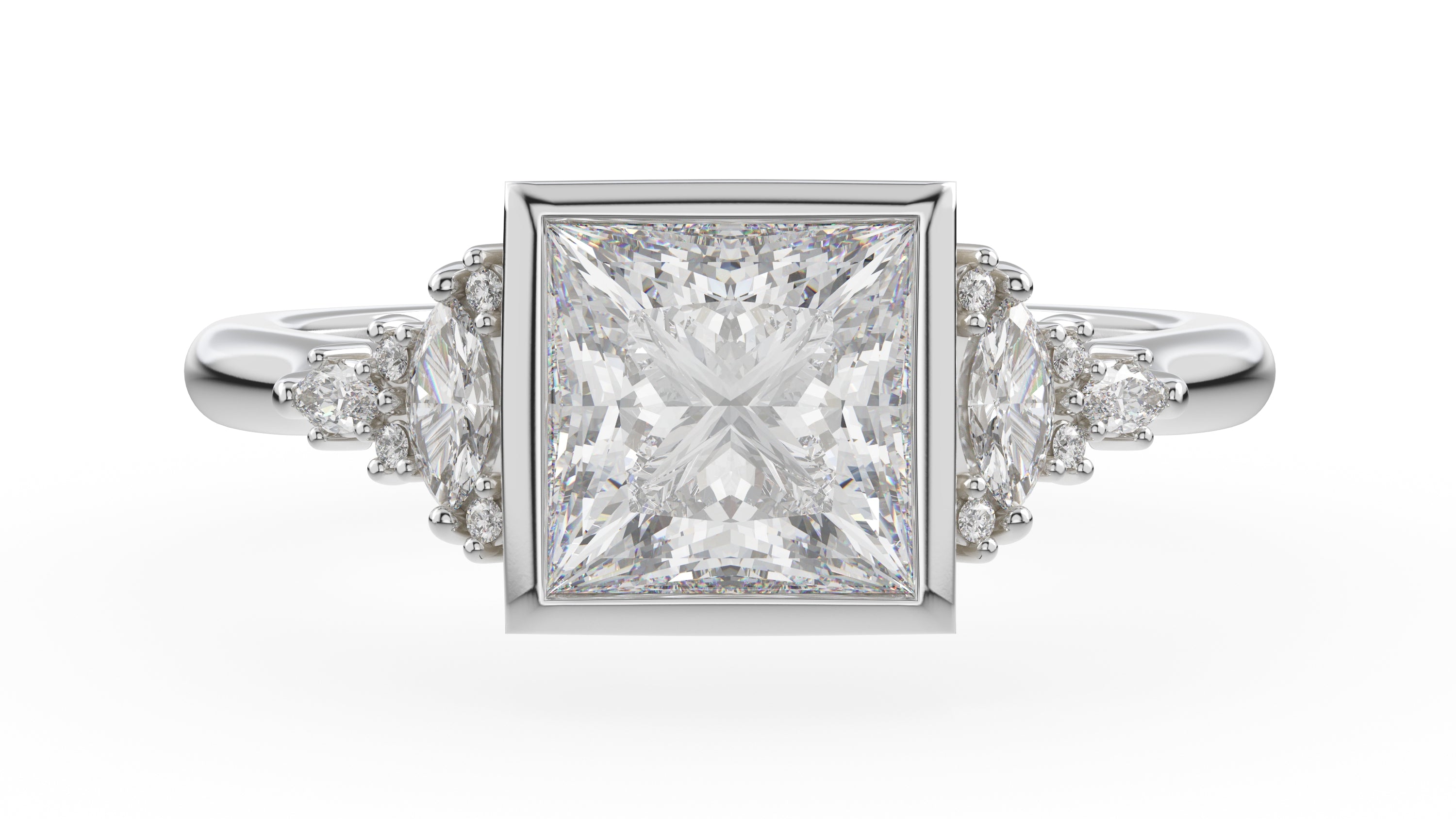 The Bezel Maeve Ring | Princess | Setting Only - Lavender Creek Gems 