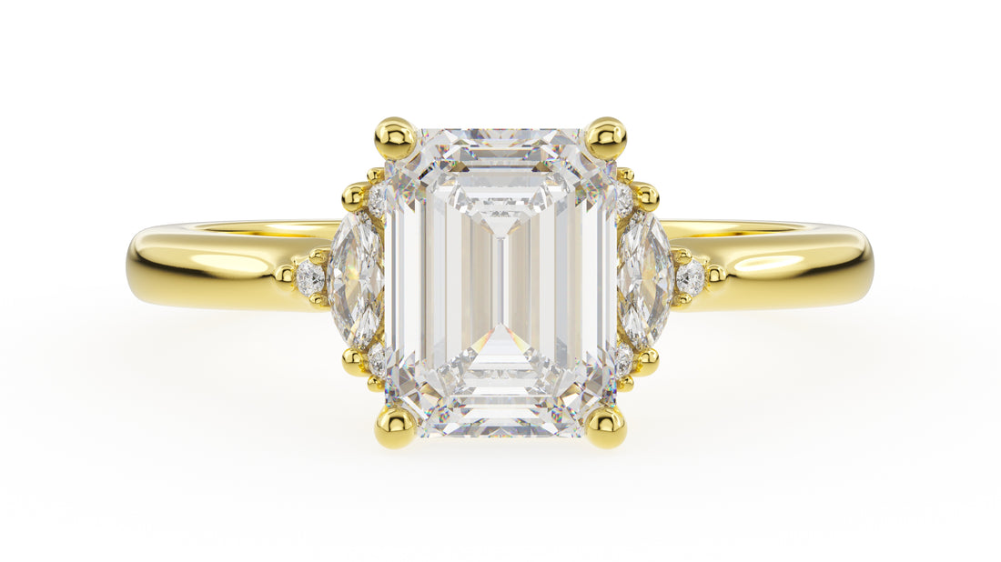 The Low Maren Ring | Emerald Cut | Setting Only - Lavender Creek Gems