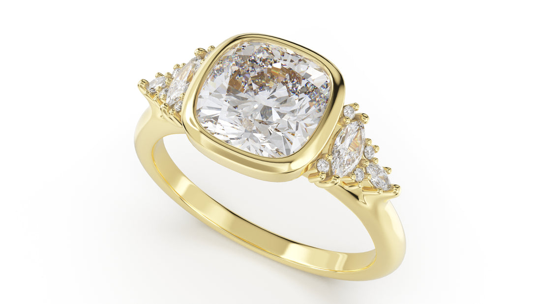 The Bezel Maeve Ring | Cushion | Setting Only - Lavender Creek Gems