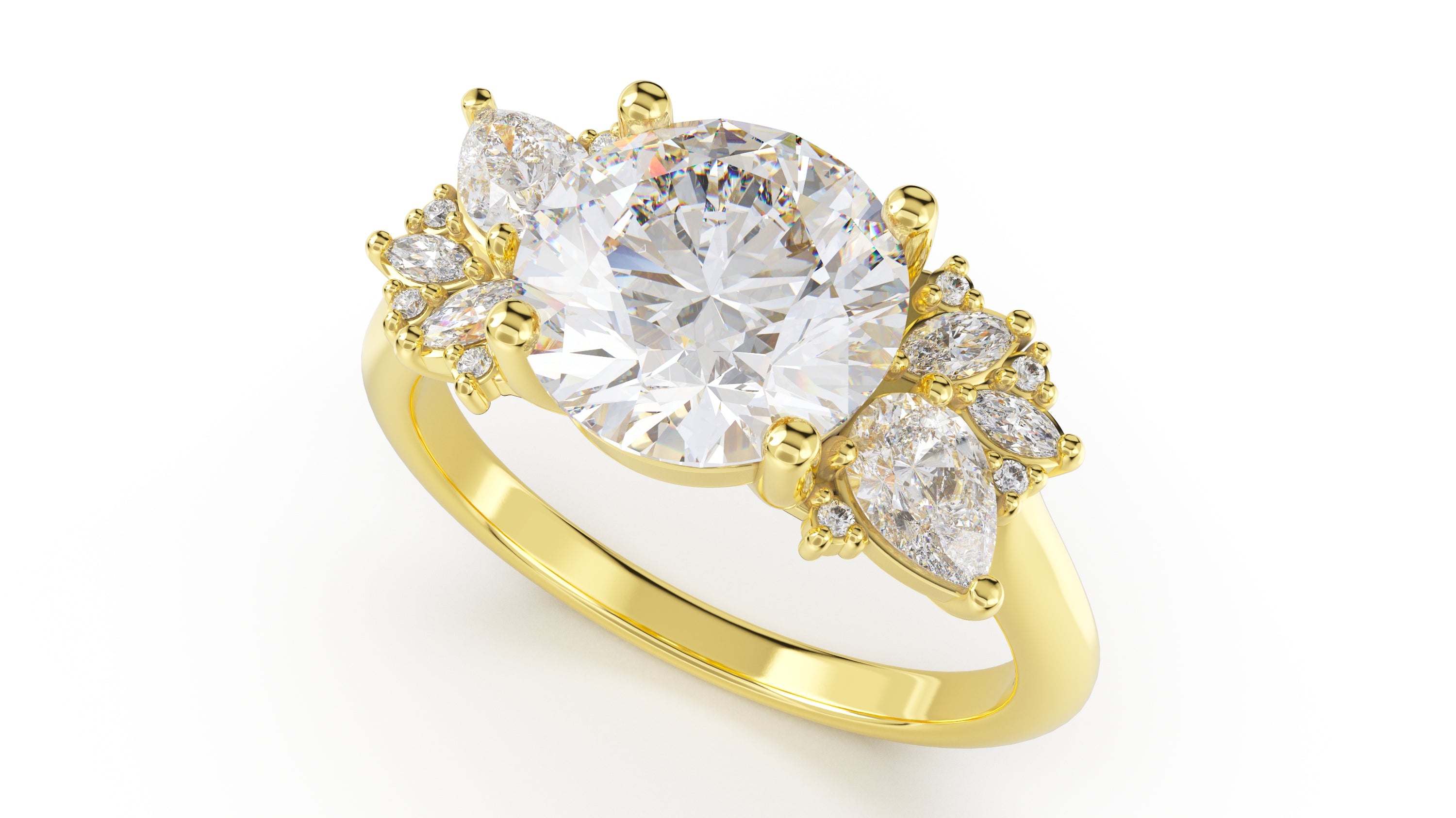 The Fleur Ring | Round | Setting Only - Lavender Creek Gems 