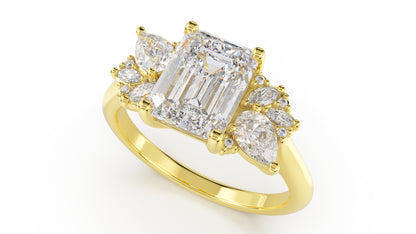 The Fleur Ring | Emerald Cut | Setting Only
