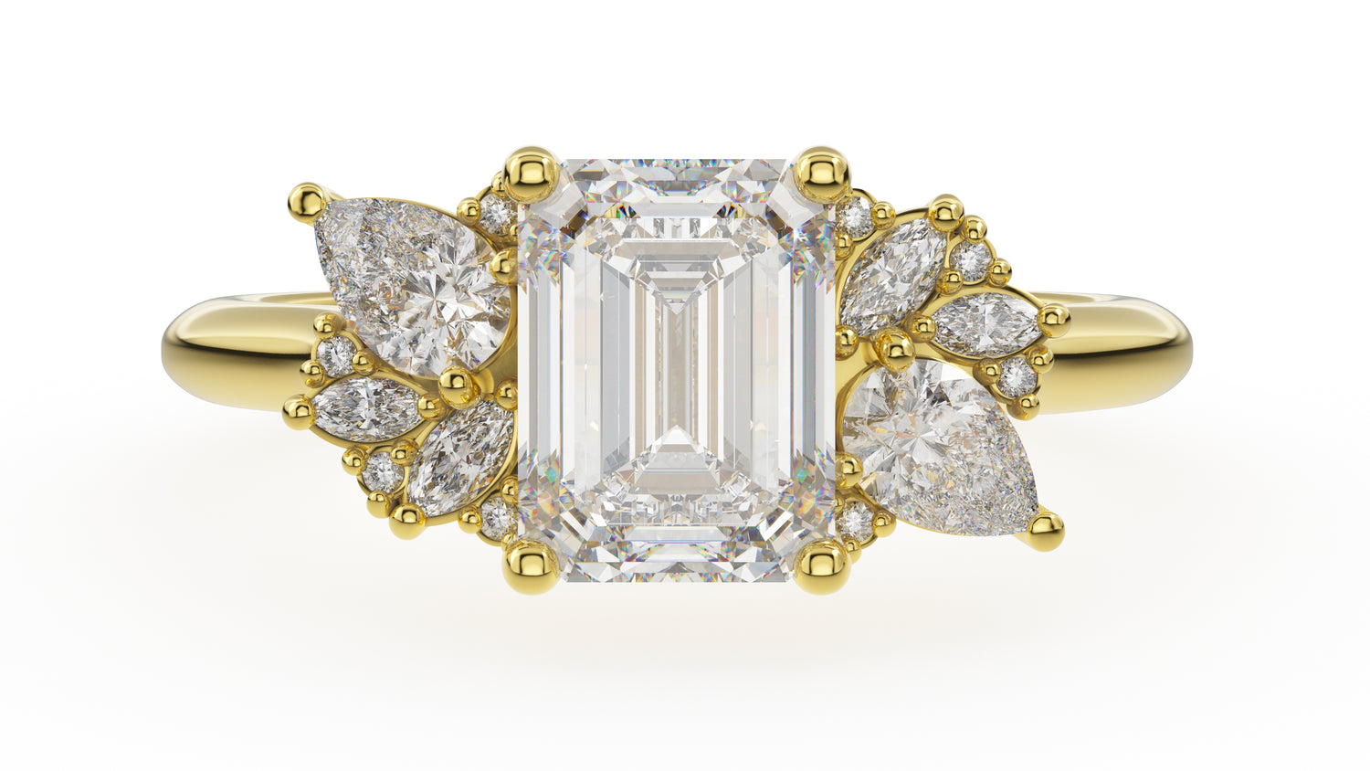 The Fleur Ring | Emerald Cut | Setting Only
