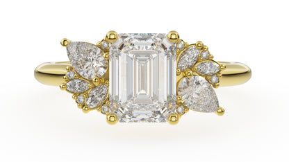 The Fleur Ring | Emerald Cut | Setting Only