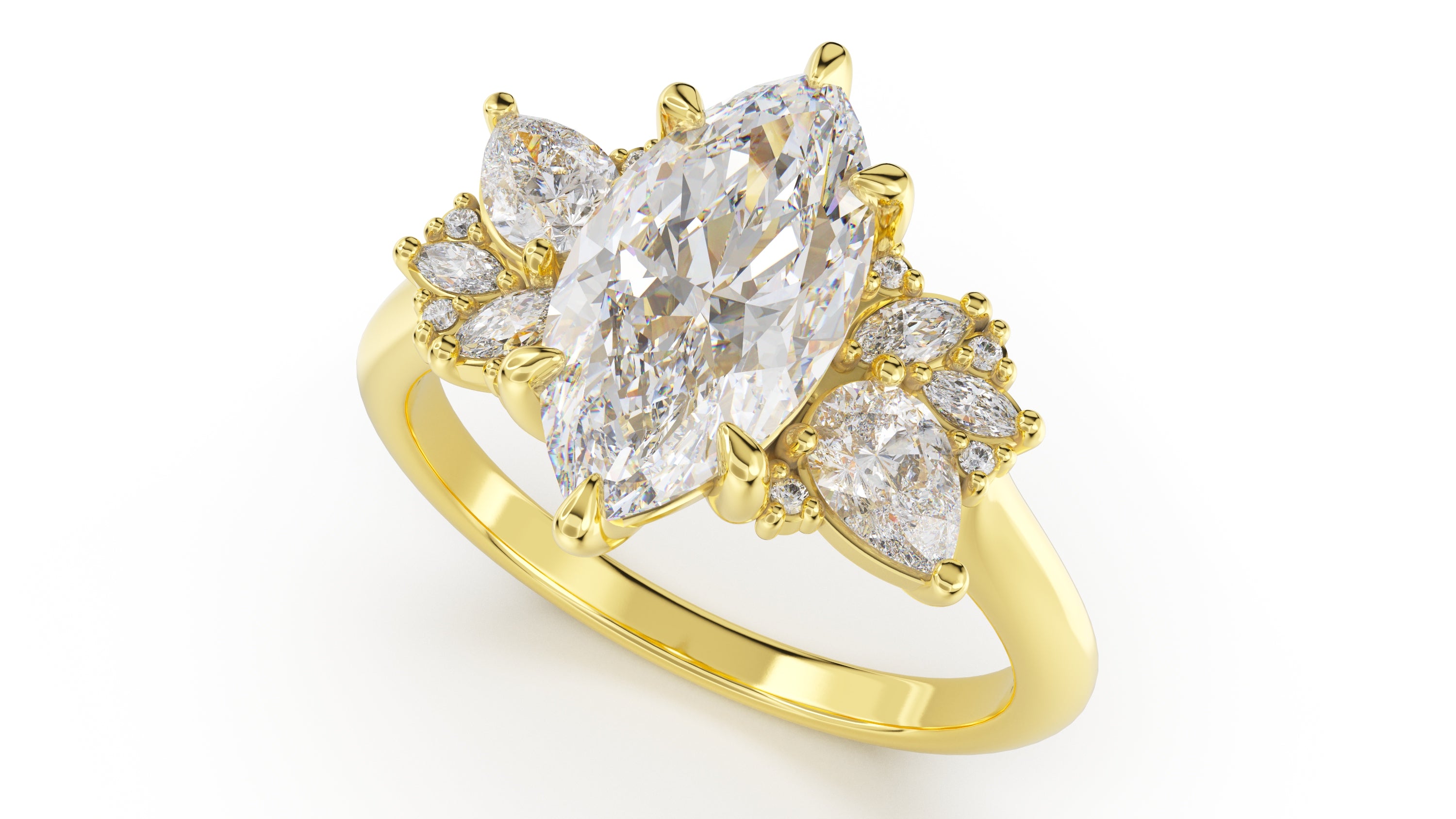 The Fleur Ring | Marquise | Setting Only - Lavender Creek Gems 
