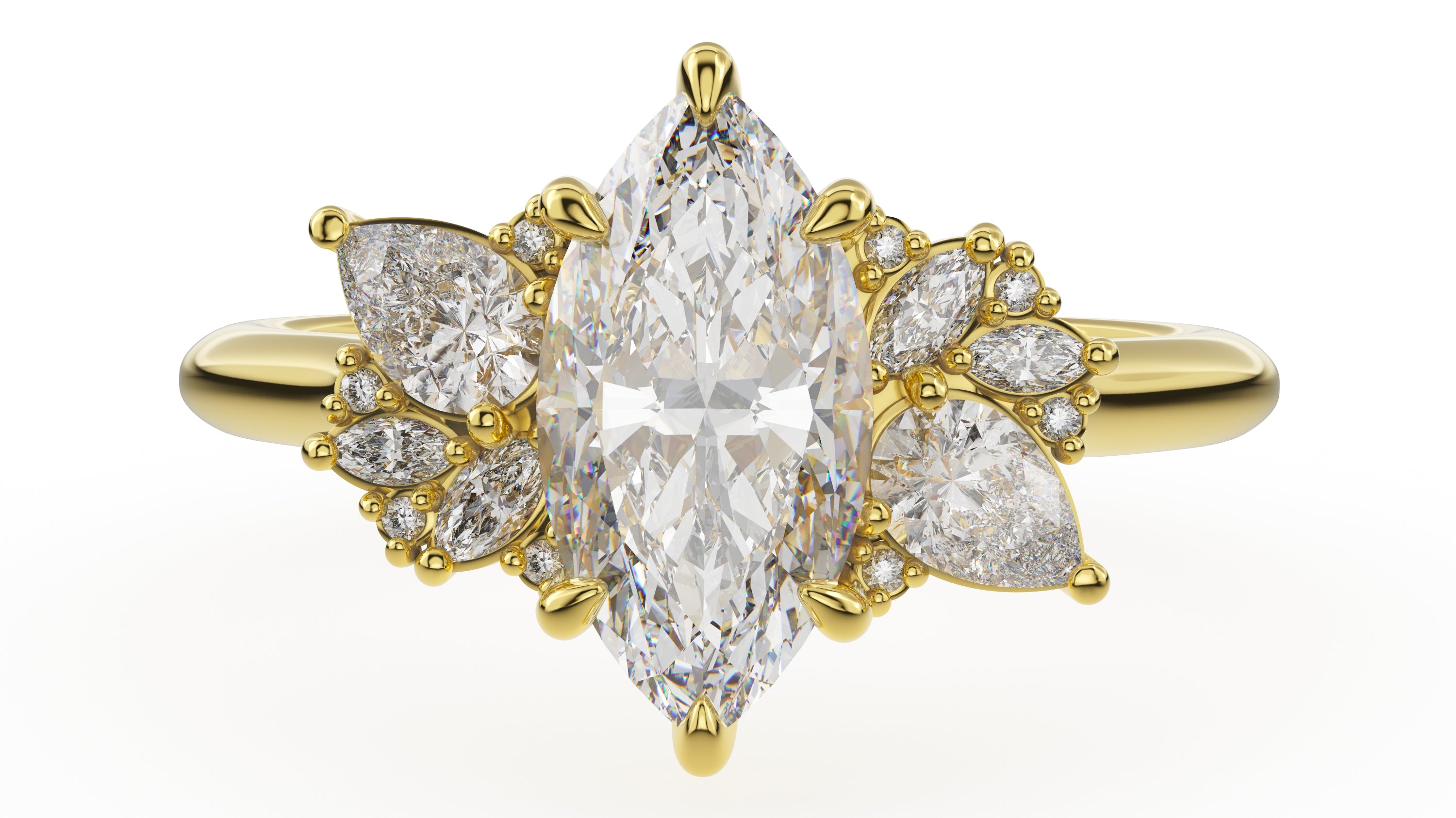 The Fleur Ring | Marquise | Setting Only - Lavender Creek Gems 
