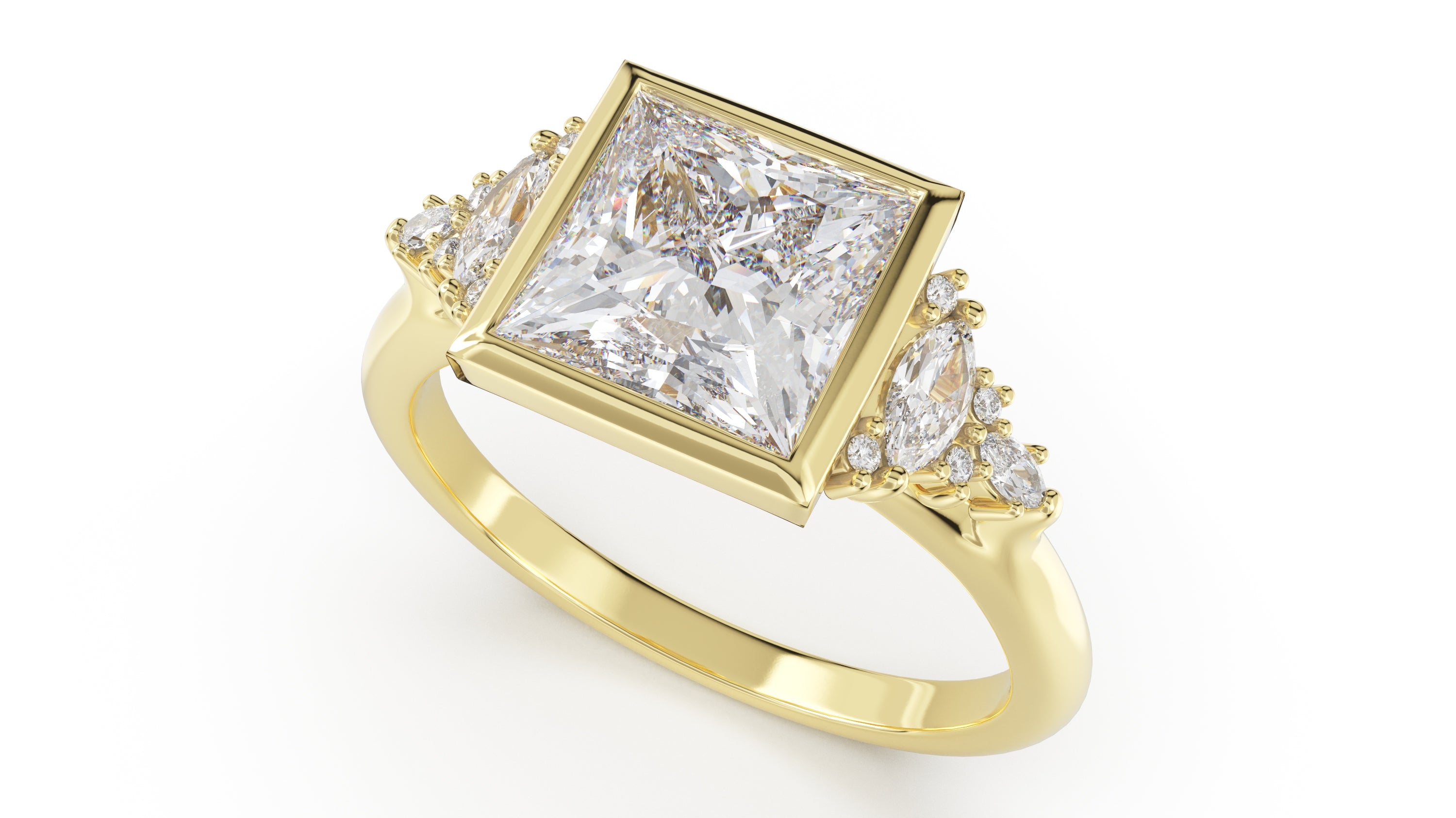 The Bezel Maeve Ring | Princess | Setting Only - Lavender Creek Gems 