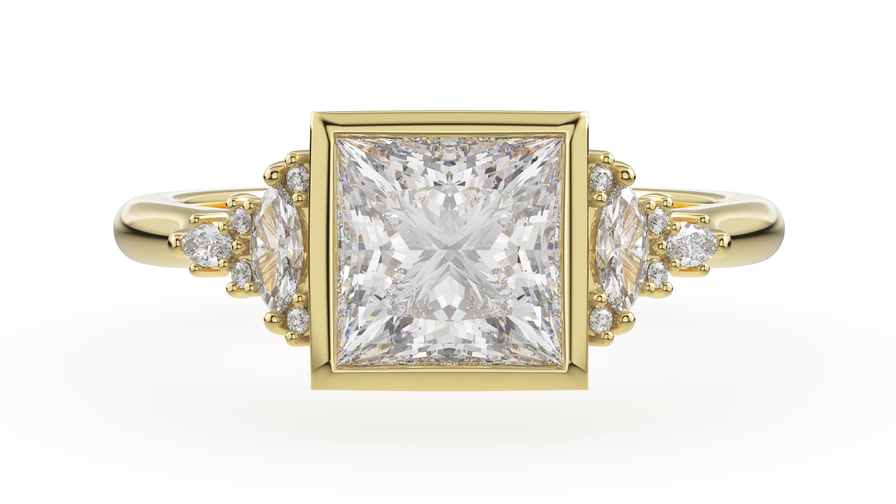 The Bezel Maeve Ring | Princess | Setting Only - Lavender Creek Gems 