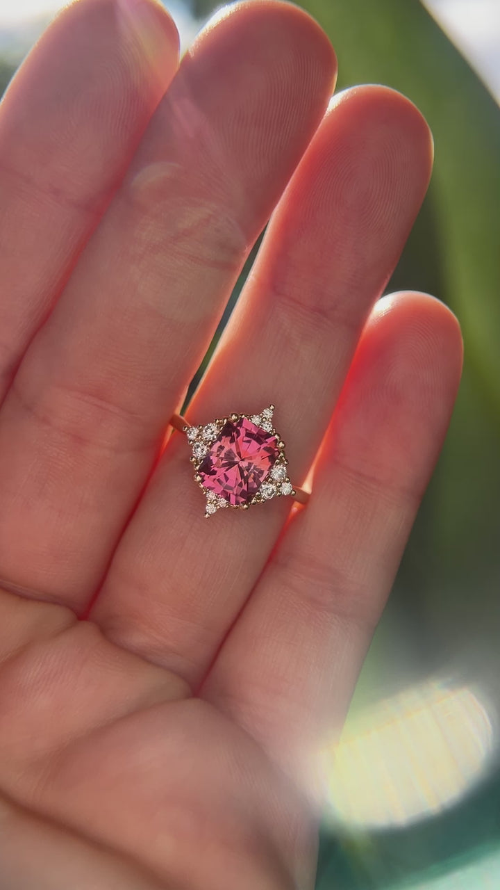 The Reign 2.54 CT Radiant Pink Tourmaline Ring