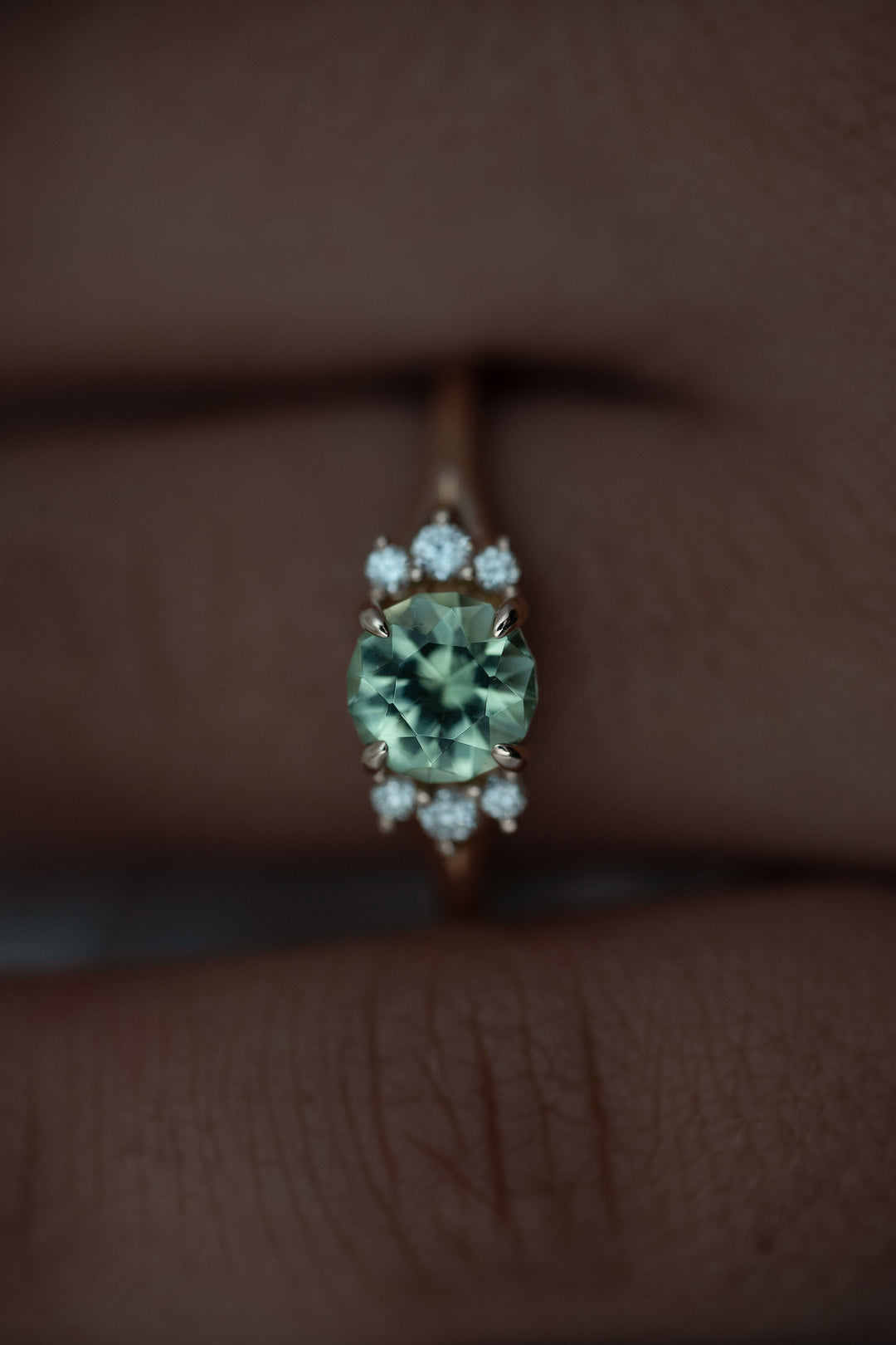 The Delphine 0.80 CT Round Mint Green Tourmaline Ring