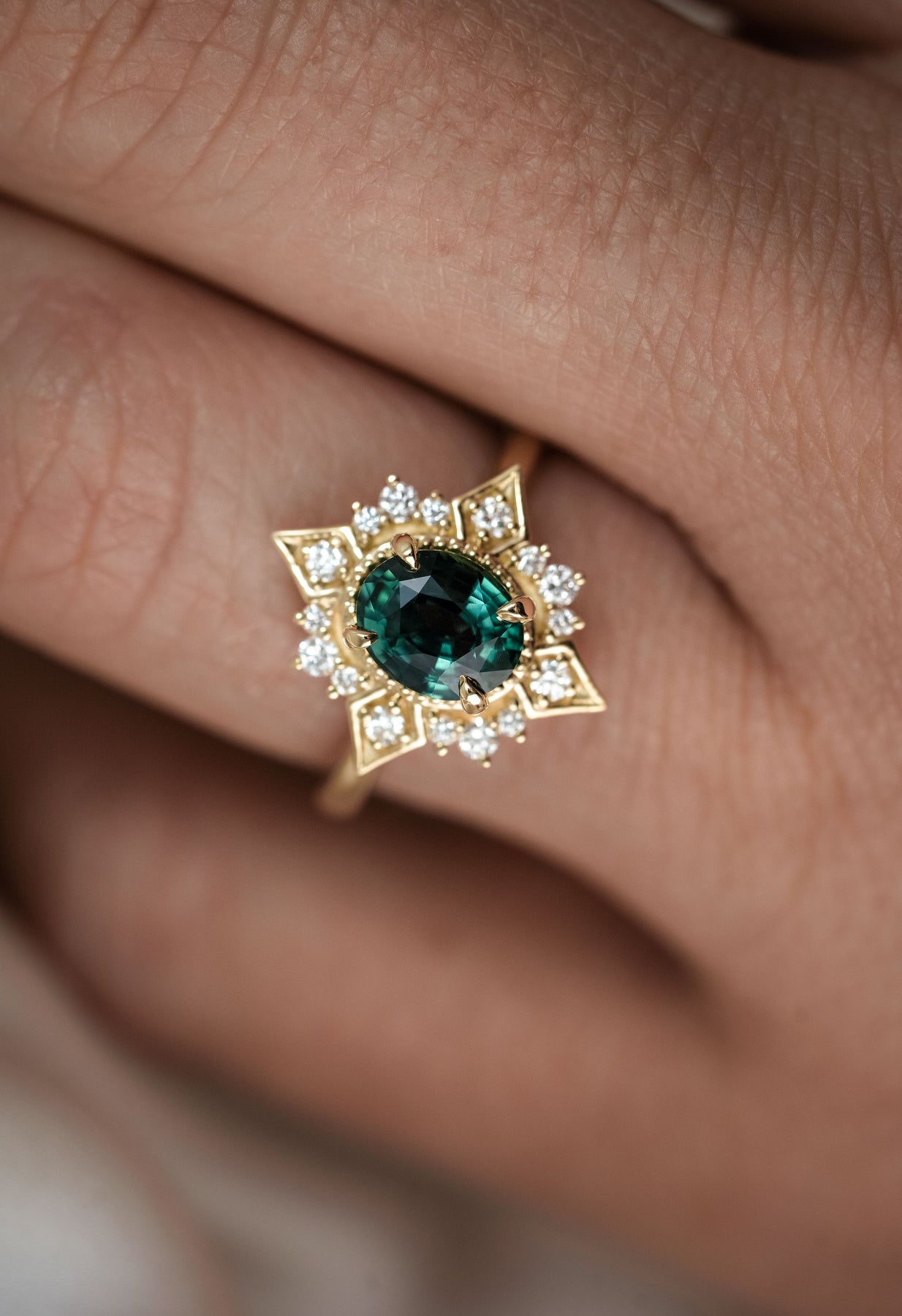 The Theia 1.52 CT Oval Teal Sapphire Ring – Lavender Creek Gems