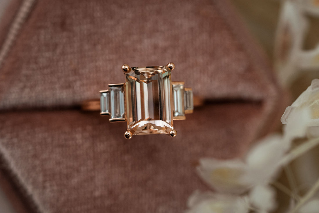 The Solara 3.15 CT Bi Color Peach Tourmaline Ring - Lavender Creek Gems 