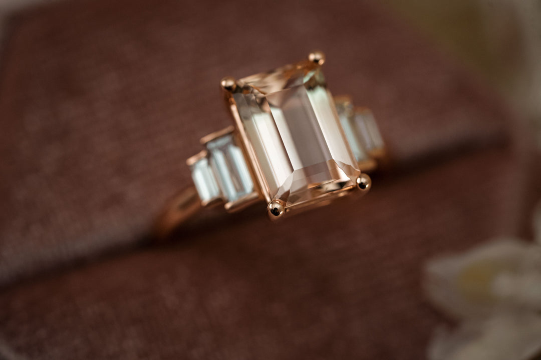 The Solara 3.15 CT Bi Color Peach Tourmaline Ring