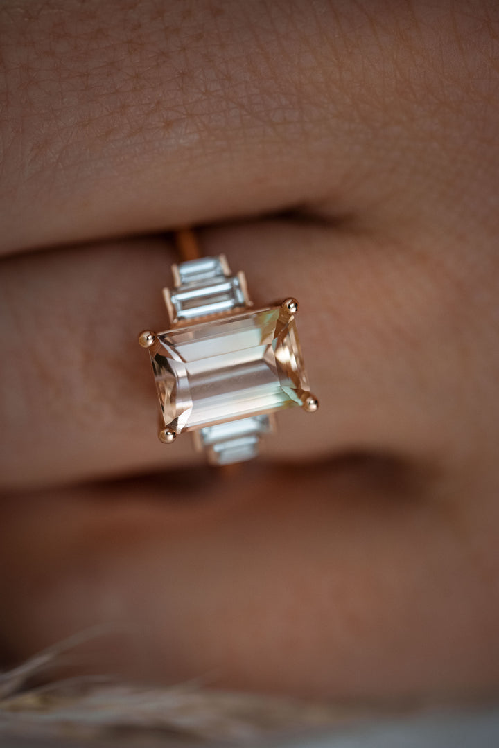 The Solara 3.15 CT Bi Color Peach Tourmaline Ring