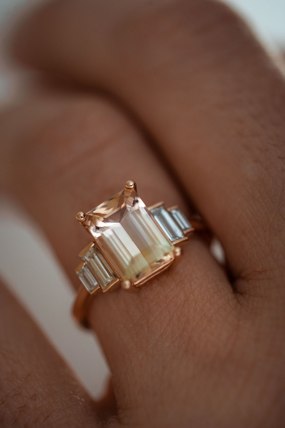 The Solara 3.15 CT Bi Color Peach Tourmaline Ring