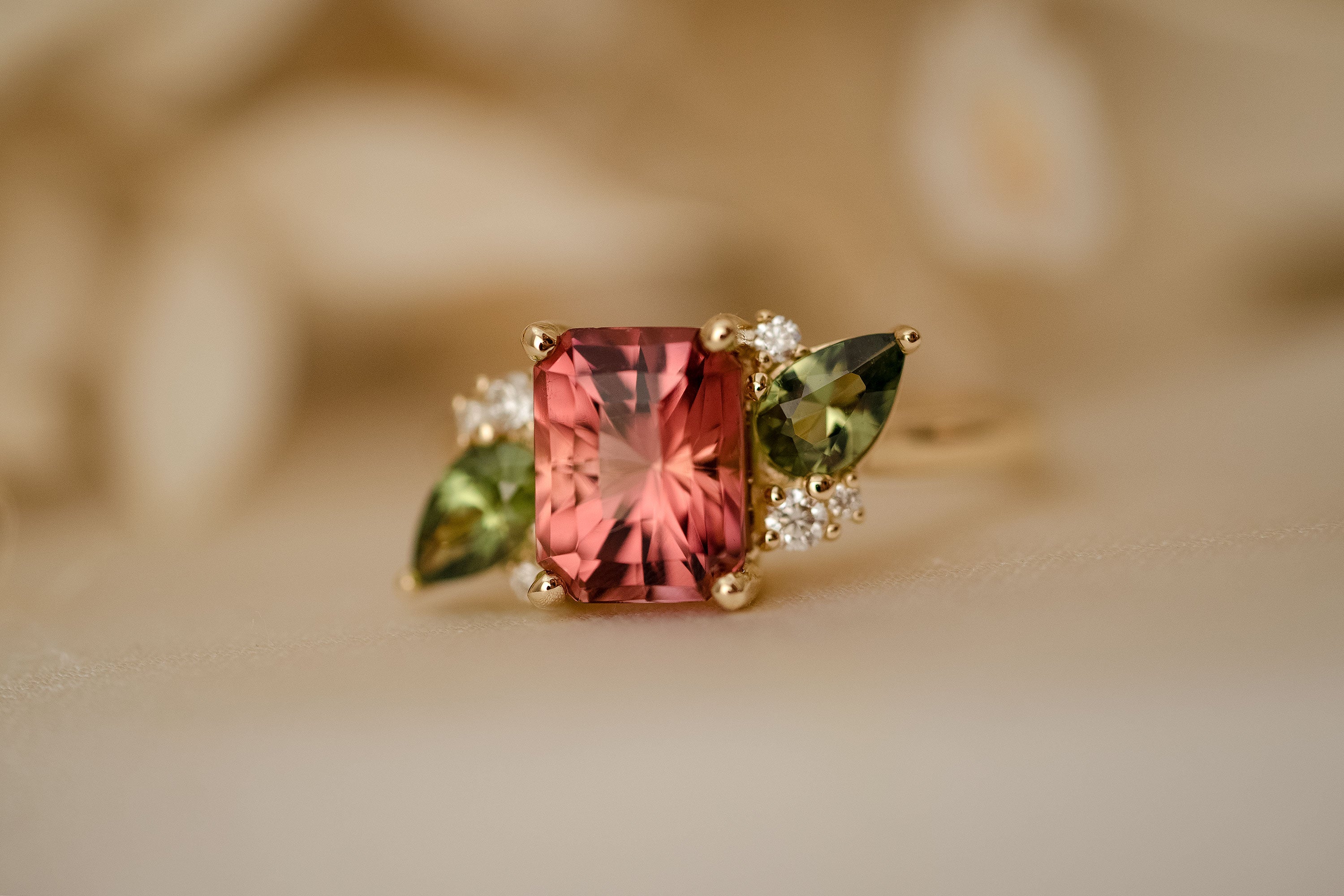 Art Deco Style Pink Tourmaline Diamond Ring 5.19ct Tourmaline With Cer –  Antique Jewellery Online