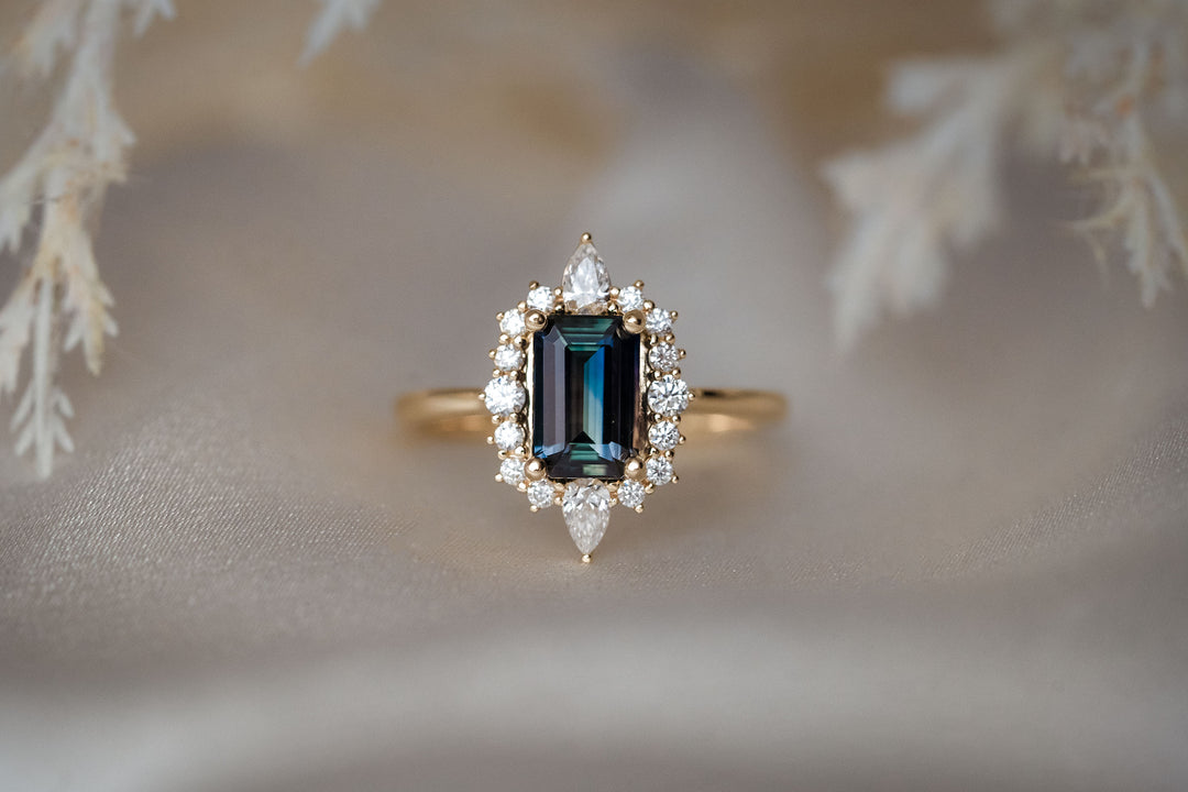 The Yara 1.60 CT Emerald Peacock Sapphire Ring
