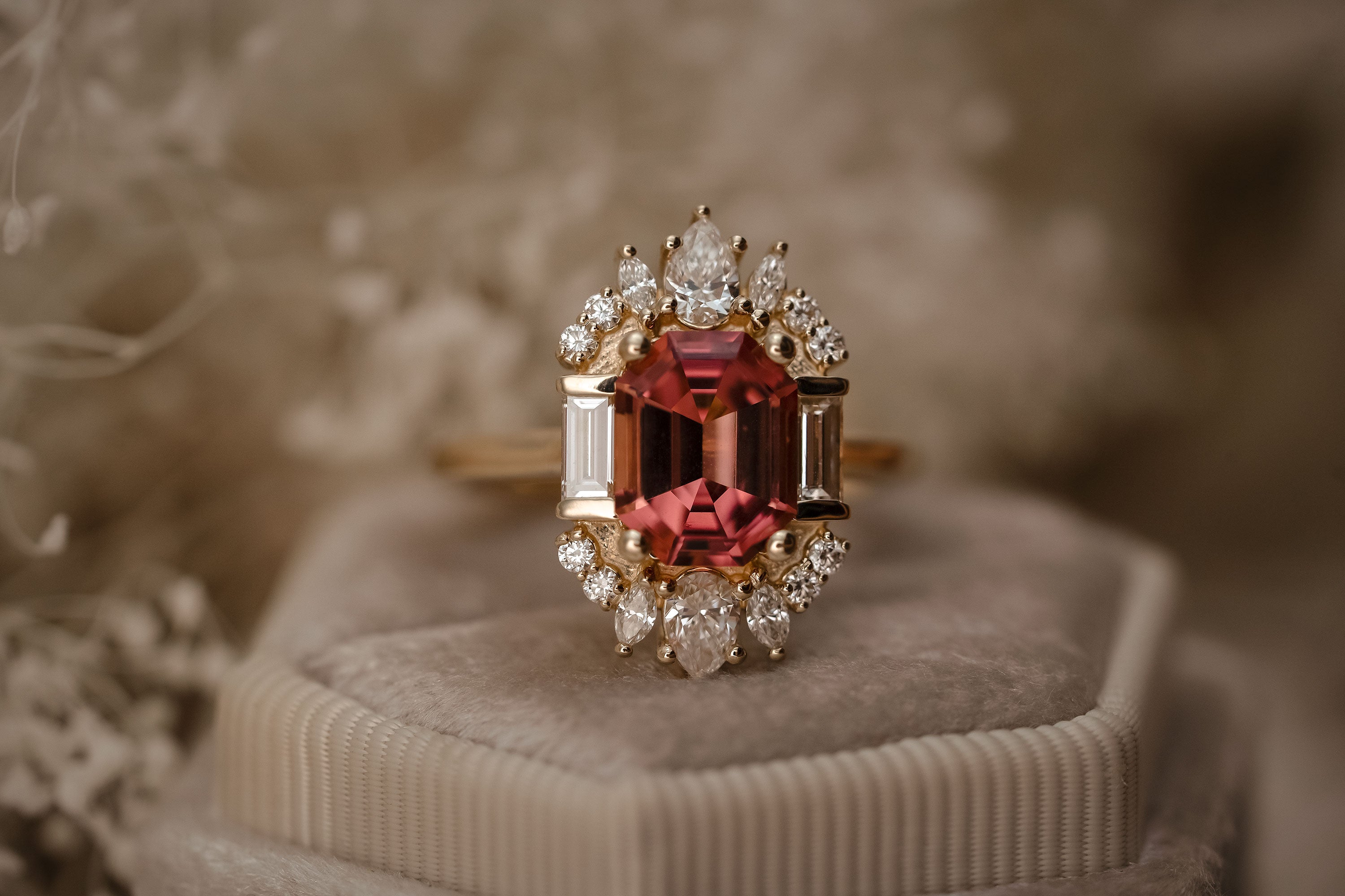 14k White Gold Diamond & Pink Tourmaline Ring 200-1203