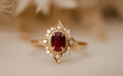 The Theia 0.94 CT Cushion Red Spinel Ring - Lavender Creek Gems 
