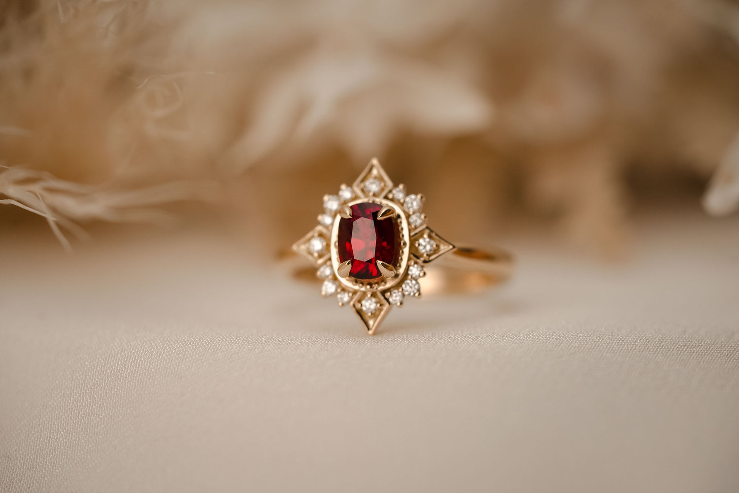 The Theia 0.94 CT Cushion Red Spinel Ring - Lavender Creek Gems 