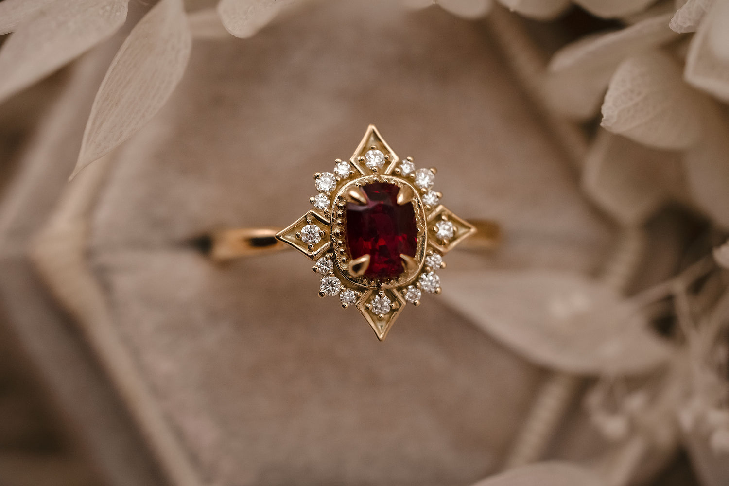 The Theia 0.94 CT Cushion Red Spinel Ring - Lavender Creek Gems 