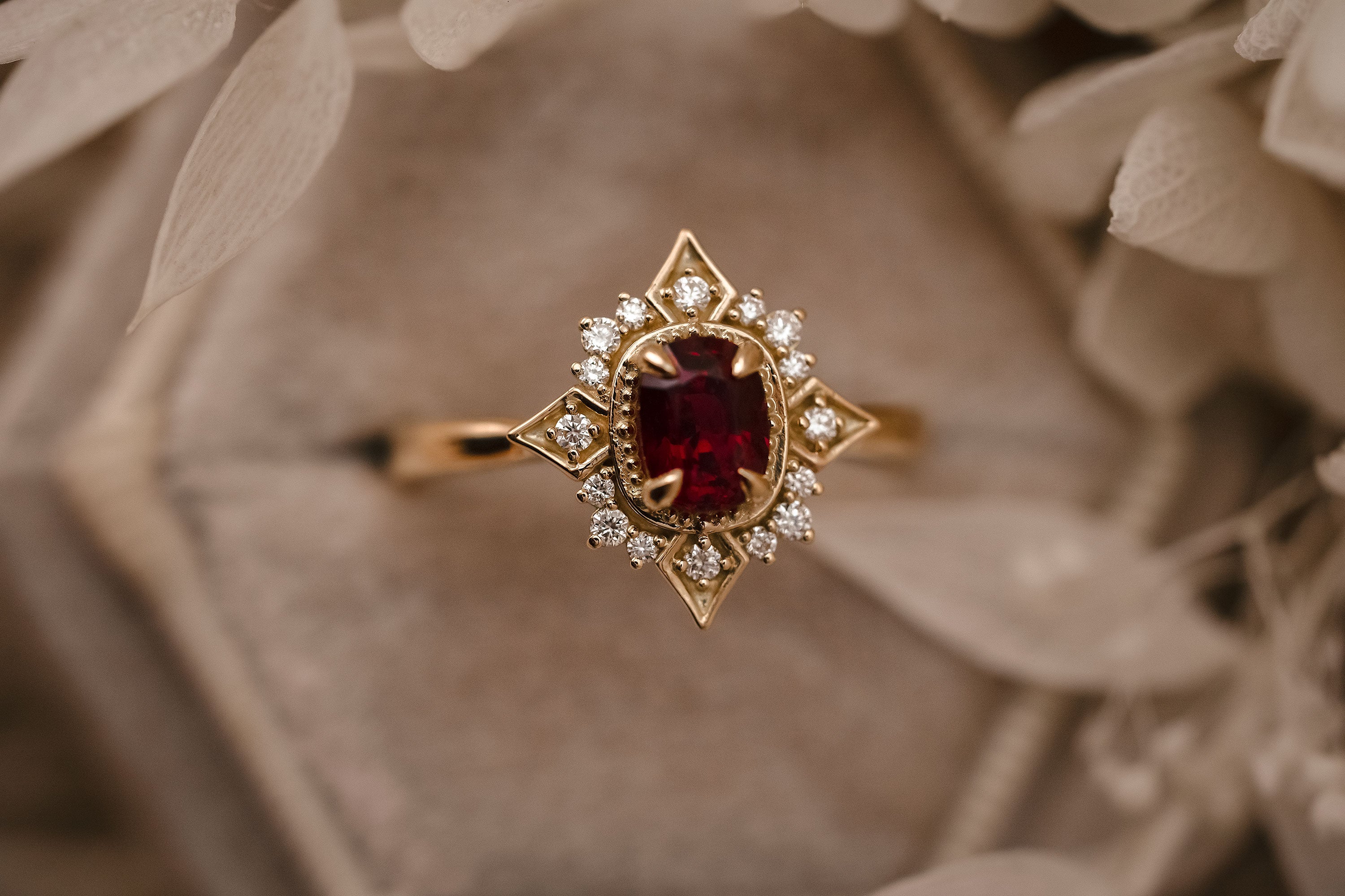 The Theia 0.94 CT Cushion Red Spinel Ring - Lavender Creek Gems 