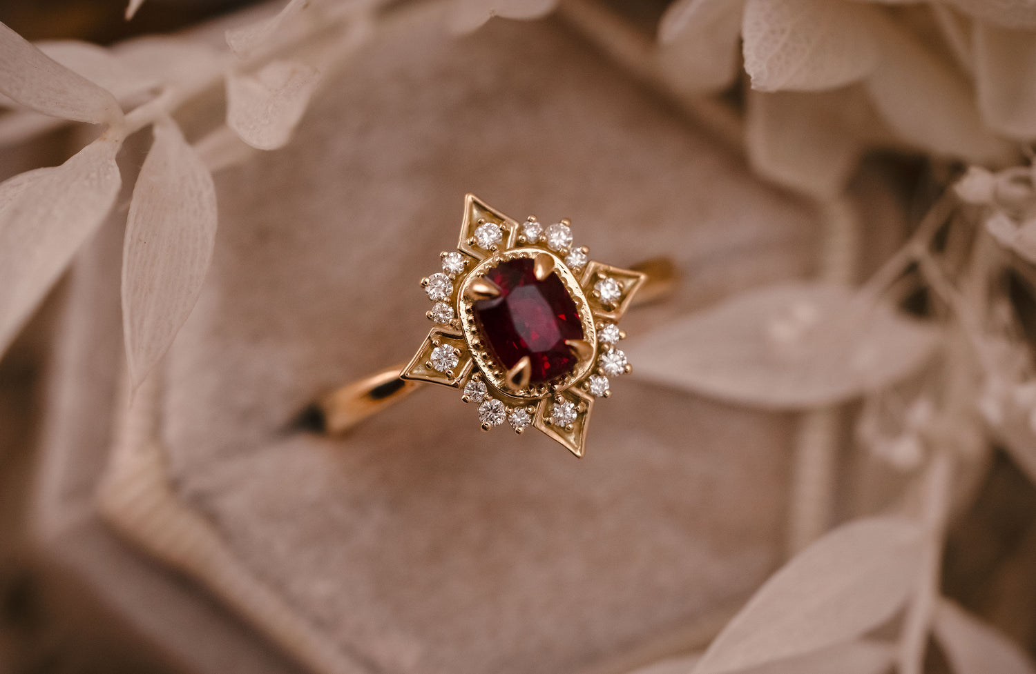 The Theia 0.94 CT Cushion Red Spinel Ring - Lavender Creek Gems 