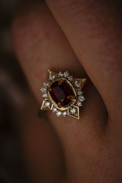 The Theia 0.94 CT Cushion Red Spinel Ring - Lavender Creek Gems 