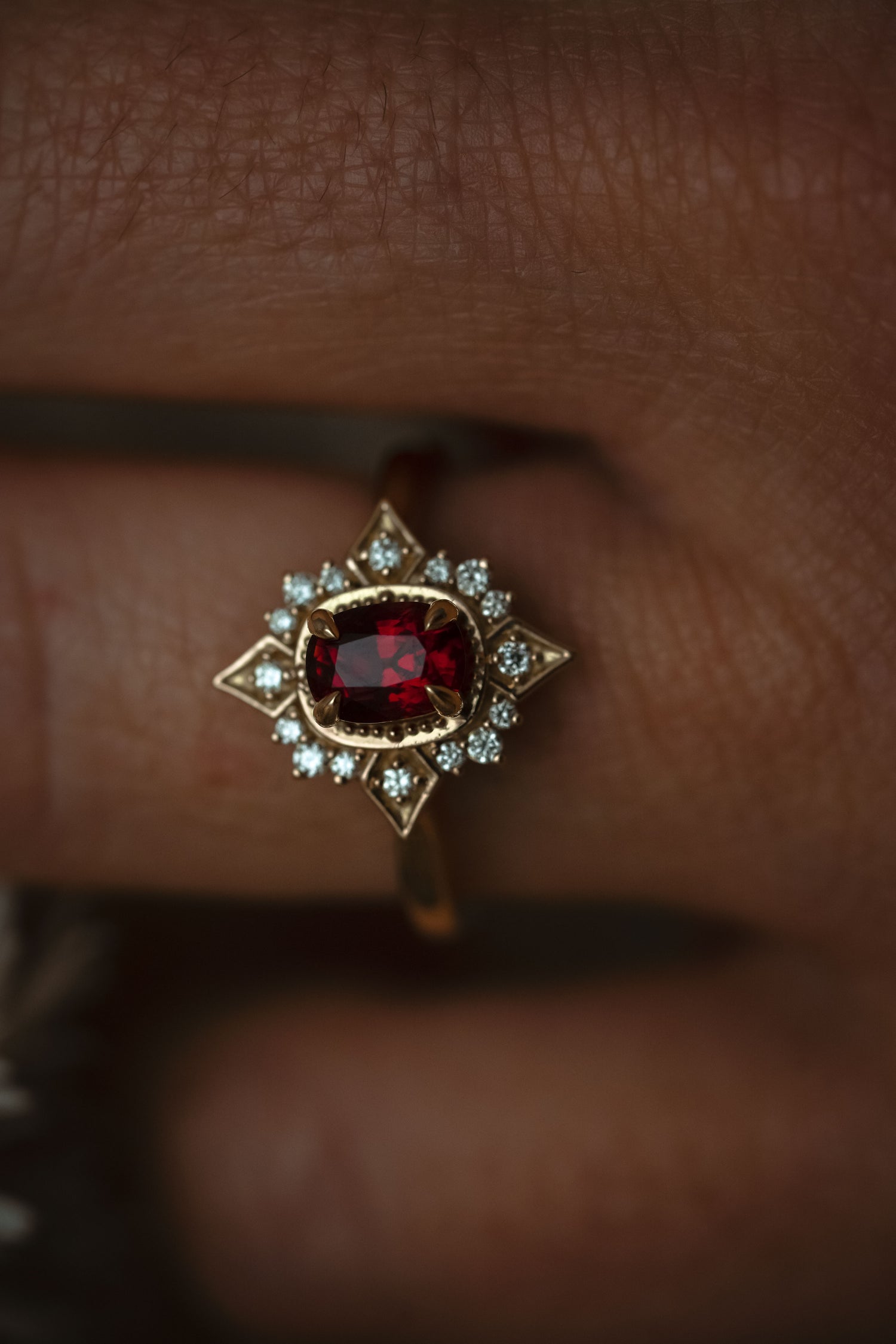 The Theia 0.94 CT Cushion Red Spinel Ring - Lavender Creek Gems 