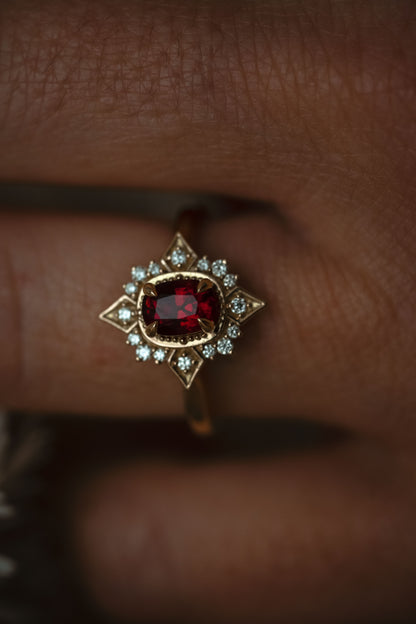 The Theia 0.94 CT Cushion Red Spinel Ring - Lavender Creek Gems 