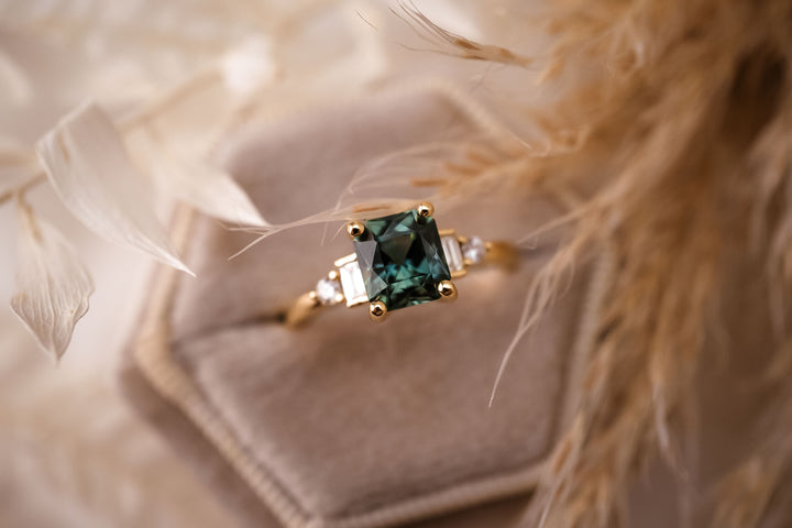 The Genevieve 1.65 CT Teal Blue Sapphire Ring