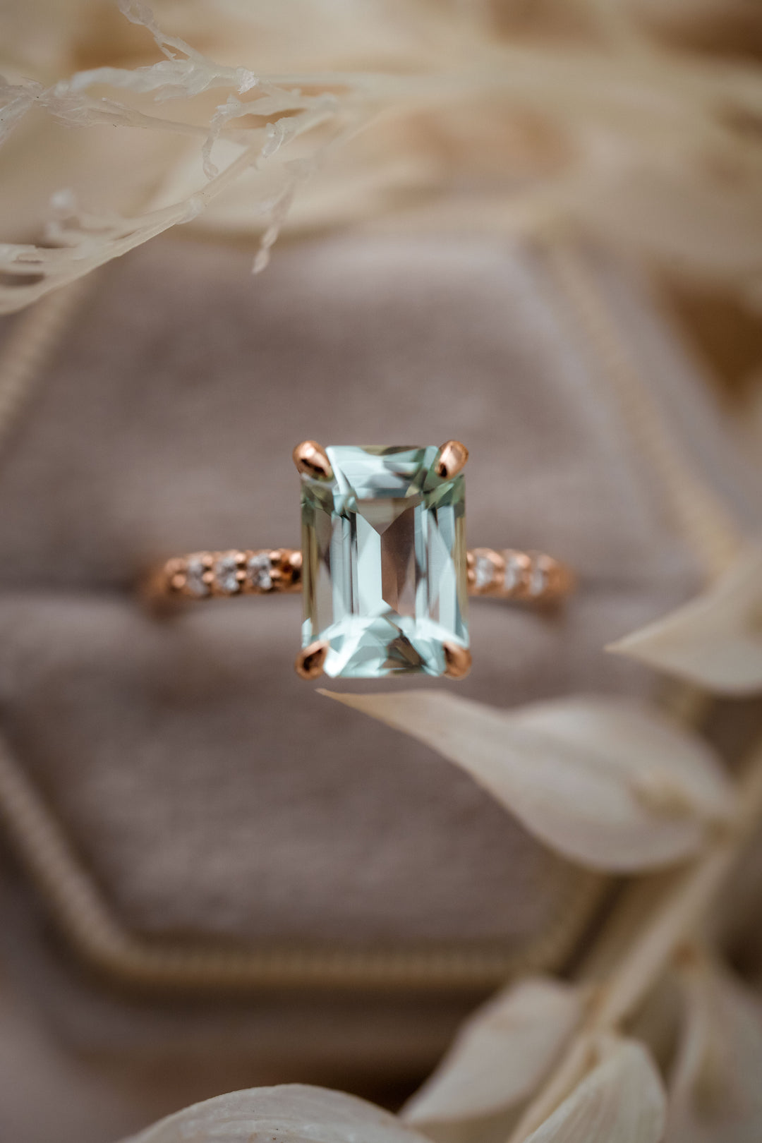 The Rhoda 3.3 CT Fancy Emerald Cut Seafoam Tourmaline Ring