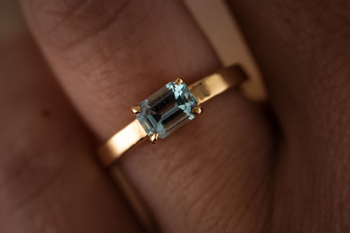 The Zephyrine 1 CT Emerald Cut Aquamarine  Ring