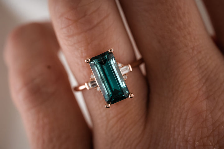 The Brielle 4.2 CT Emerald Cut Indicolite Tourmaline Ring