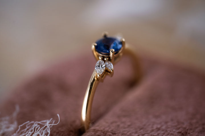 The Lotus 0.5 CT Round Blue Sapphire Ring
