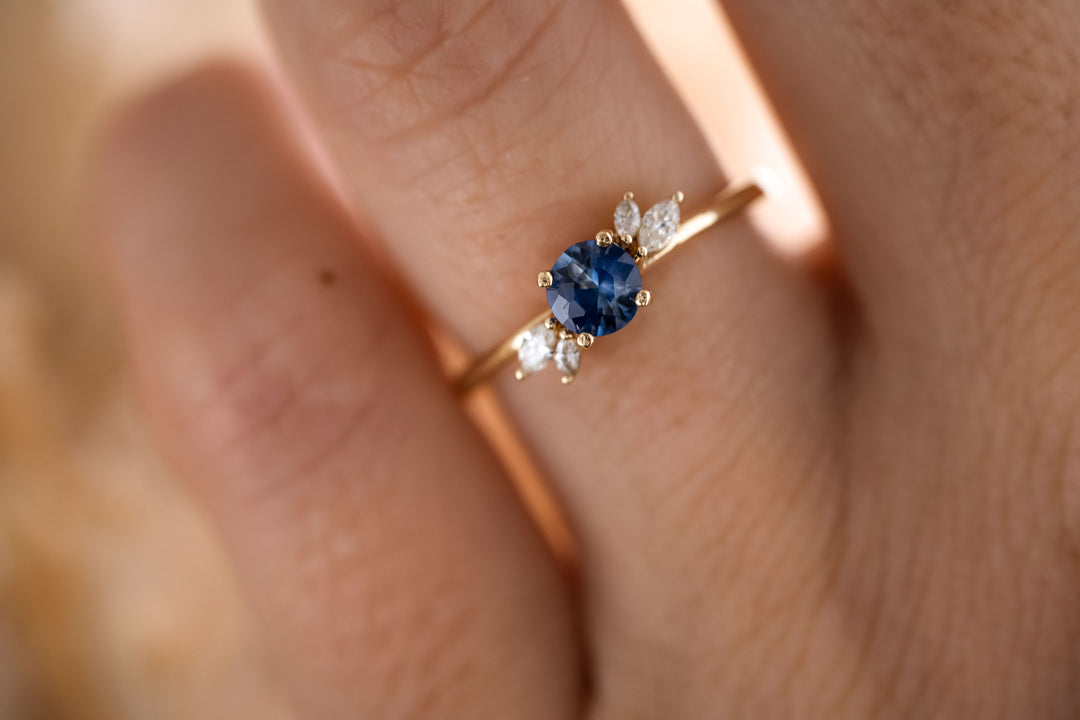 The Lotus 0.5 CT Round Blue Sapphire Ring