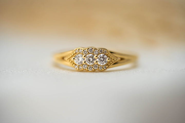 1/5 Ctw Three Stone Art Deco Diamond Ring Rings